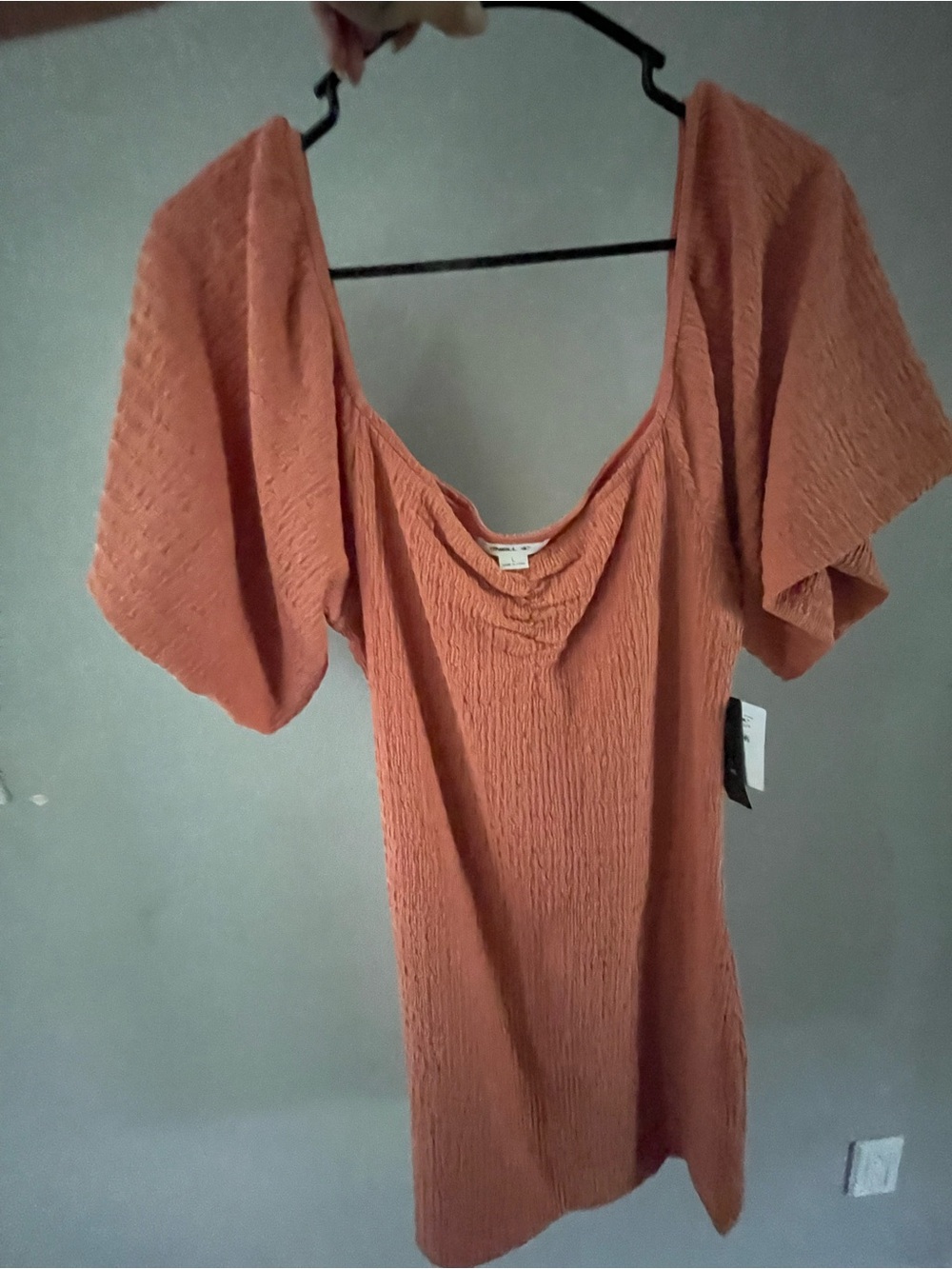 O'Neill Rust Orange Textured Puff-Sleeve Tunic